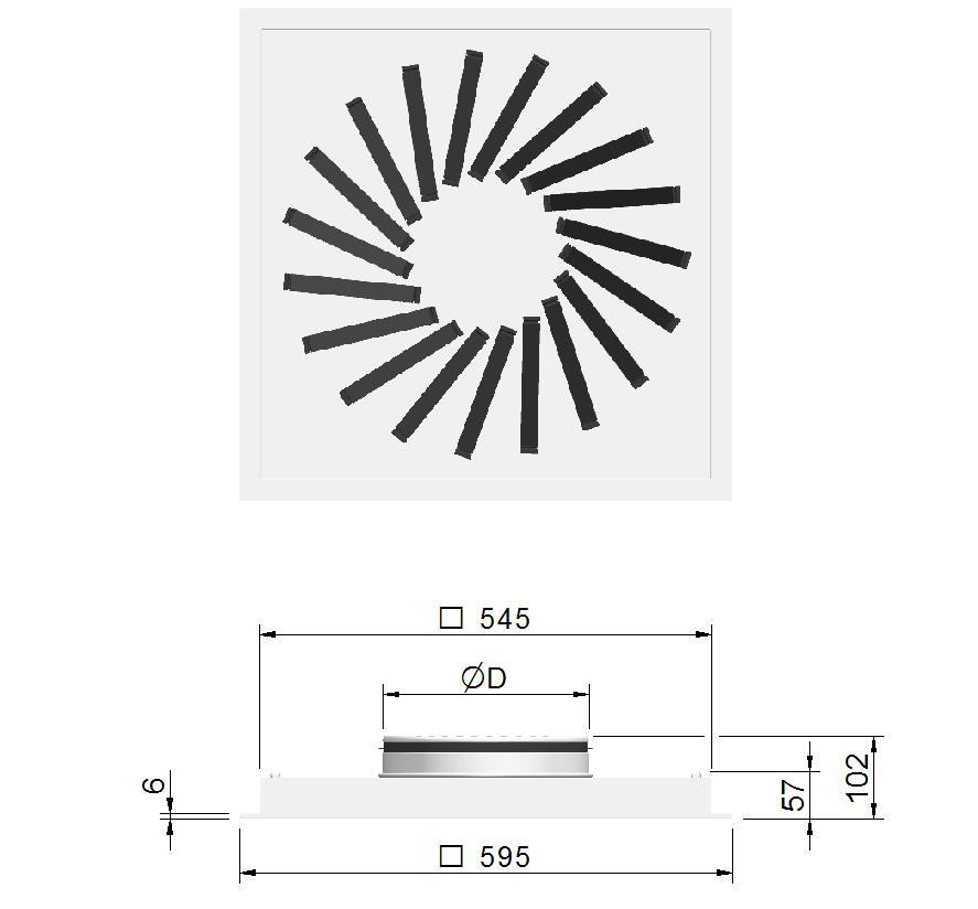 Standard himlingsvariant er type TA som er tilpasset T-profilhimling, men kan leveres i alternative himlingsvarianter, type: DC, DG, DS og EK, se figur 2.