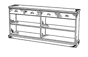 1300 Bokhylle med 2 skuffer H: 85 cm B: 94 cm D: