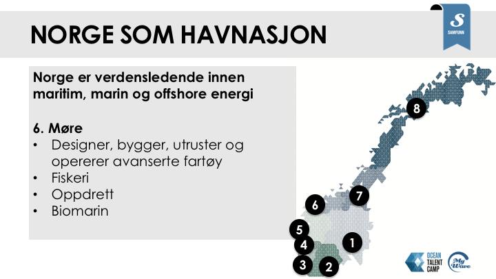 1. Formål: Kartet viser hvor i Norge de havbaserte næringsklyngene ligger, med beskrivelse av hovedaktivitet i klyngene 2.