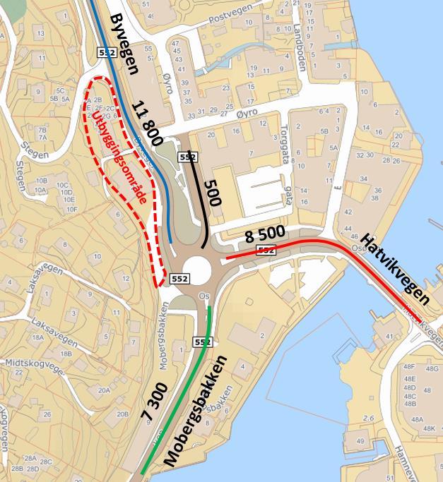 Figur 3: Trafikkbelastning (ÅDT) på veger i nærheten av utbyggingsområdet (kartkilde: kart.finn.no) 2.