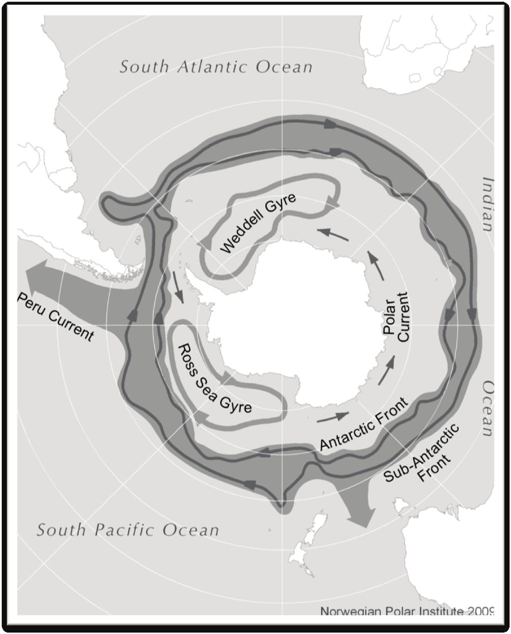 Figur 2.2 Definisjon av polarforskning. Kartet viser avgrensning av Antarktis slik det er definert i kartleggingen.