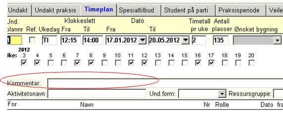 timeplanlegger Legg inn under