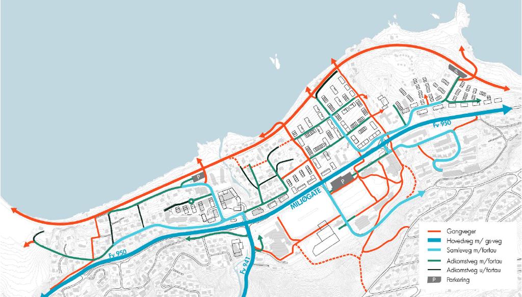 Trafikksikkerhet Innenfor delfeltene er det i planforslaget krav om at det skal legges til rette for trafikksikre gjennomgående gang- og sykkelforbindelser.