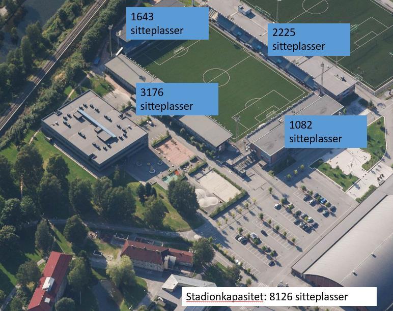 Drammen Eiendom KF 2.3 Tribune- Stadionfasiliteter Eksisterende tribune inneholder teknisk utstyr som er nødvendig til stadiondrift bl.a.trafo,