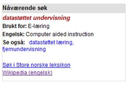 det vist lenke til søk på e-læring i Store norske leksikon