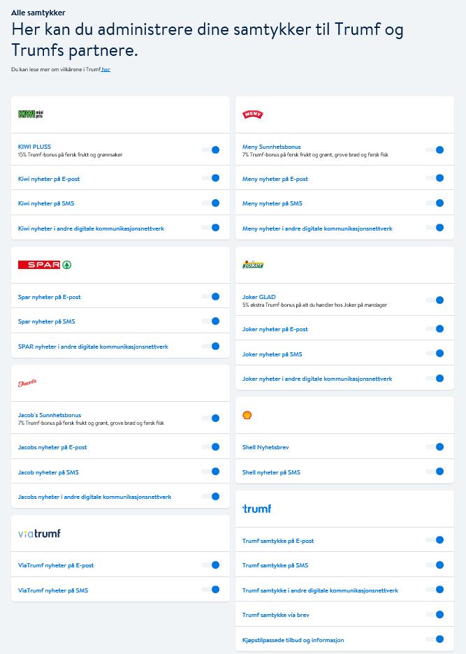 Registrere Samtykke Forslag til løsning: Samtykketekst i digitale medier: Selve teksten finnes i front-end løsningen. Endringer på teksten blir logget med tidsstempel.