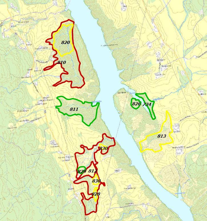 Figur 11. Oversiktskart over kartlagte naturtypelokaliteter i Nes kommune 2017, nordre del.