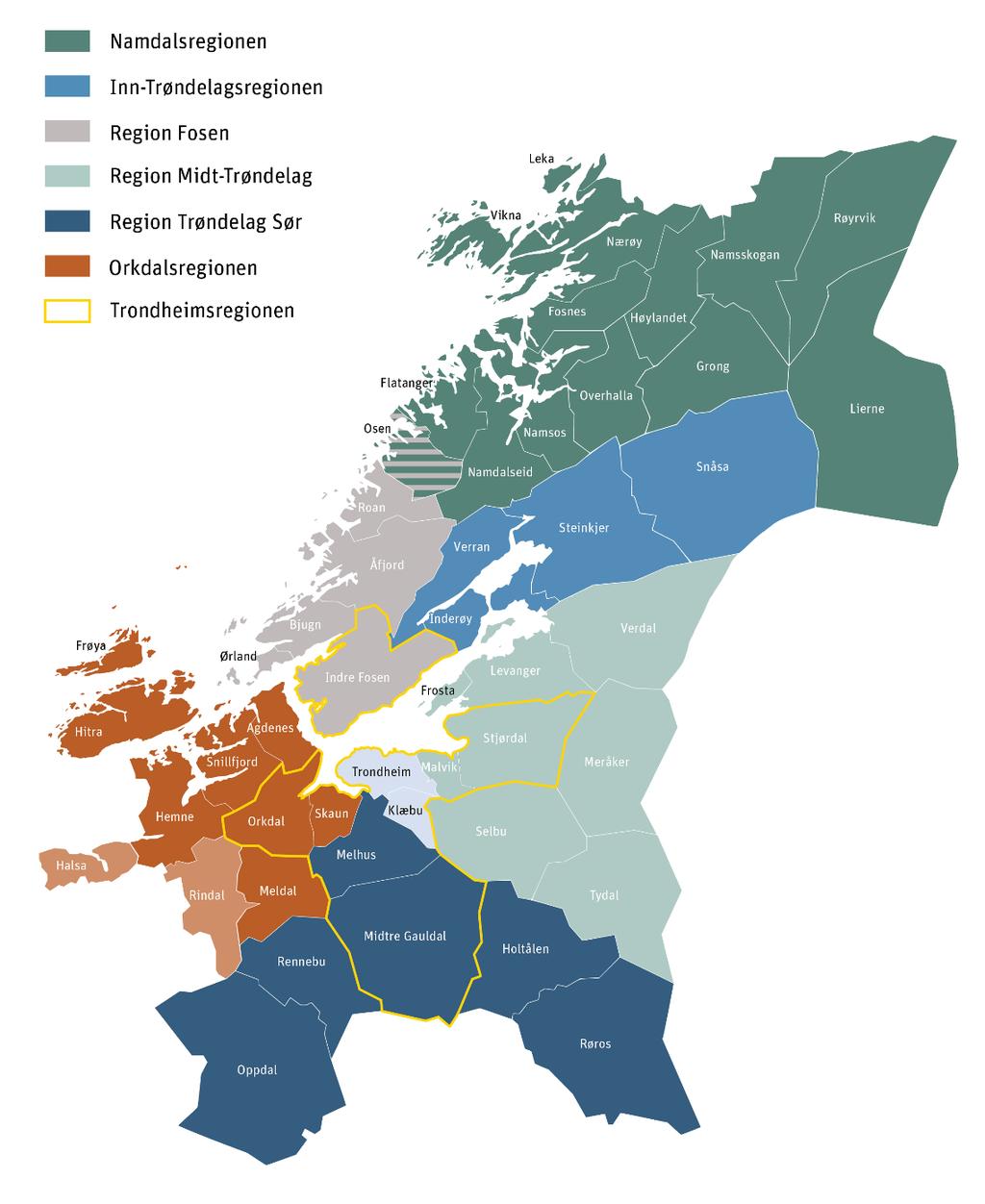 AtB møter alle Trøndelags kommuner, organisert etter regionråd: