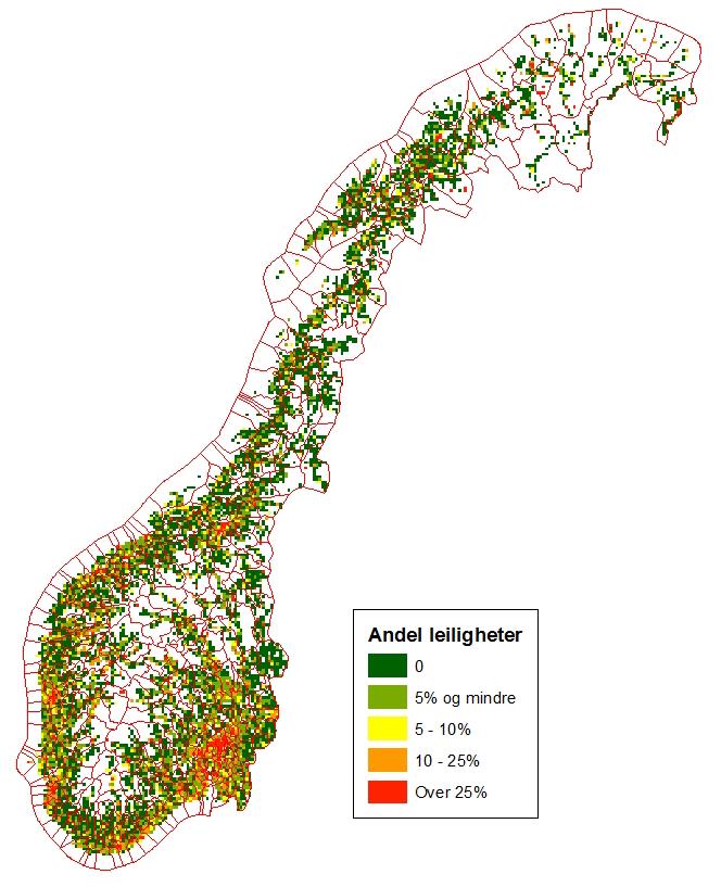 Geografisk analyse av nyboligbygging i Norge Rapporter 2018/32 Vedlegg I: Andel