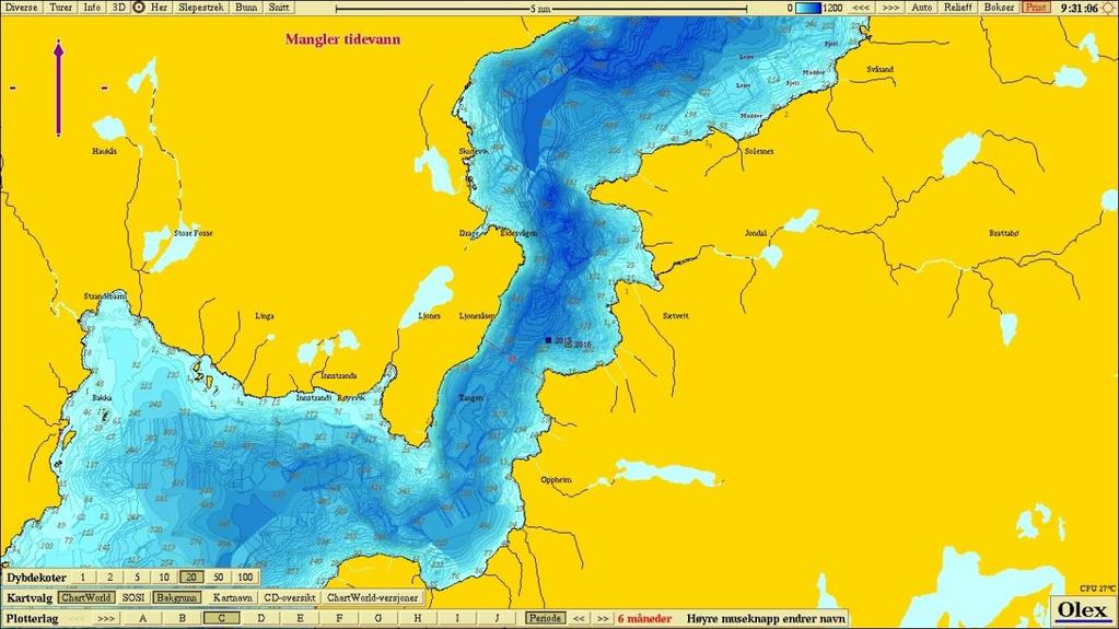 1: Oversiktsbilde av plassering av strømmålere Vikane (blå firkant 2013 og gul