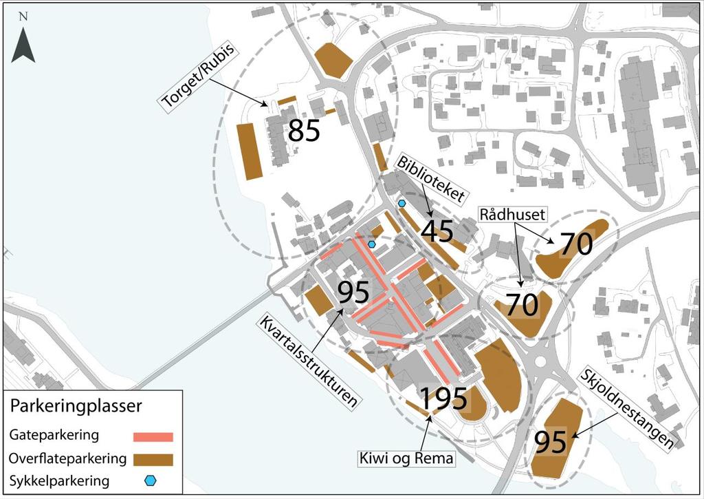 4 Dagens situasjon Figur 9: Flyfoto av Torget/Rubis og kvartalsstrukturen med bankplassen.