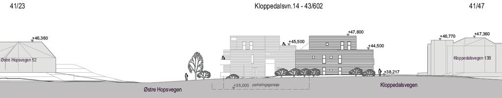 Planeringshøyden er regulert til å ligge mellom k+36,5-38,0 m, men det er ikke anvist for hvilke områder de ulike høydene gjelder. Dette er vist på snitt, men disse er bare retningsgivende.