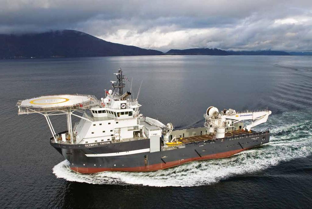 OLYMPIC TRITON Design: Ulstein P101 G 5,947 Olympic Triton is a multifunctional subsea vessel with a large deck area and very large cargo