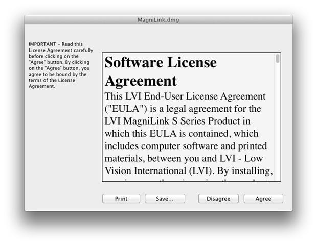 Les teksten i dialogboksen License Agreement, og godta lisensavtalen ved å klikke på "Agree"-knappen.