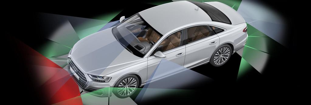 Tilgjengelig ved lansering 2018 Kalibrering av sensorer Audi AI køpilot Audi pre sense side Audi pre sense 360