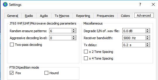 Shift+Click på fossefallet for å forandre din TX-frekvens de røde «målstang»-markørene på fossefallets frekvensskala (ved 2500 i figuren over).