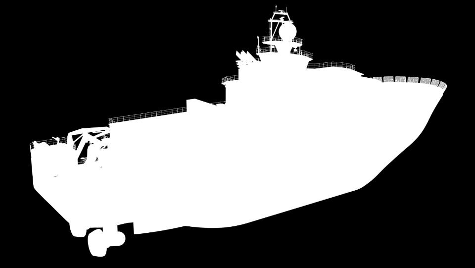 working deck with low freeboard and easy access over the side Space for logisticand lab-containers