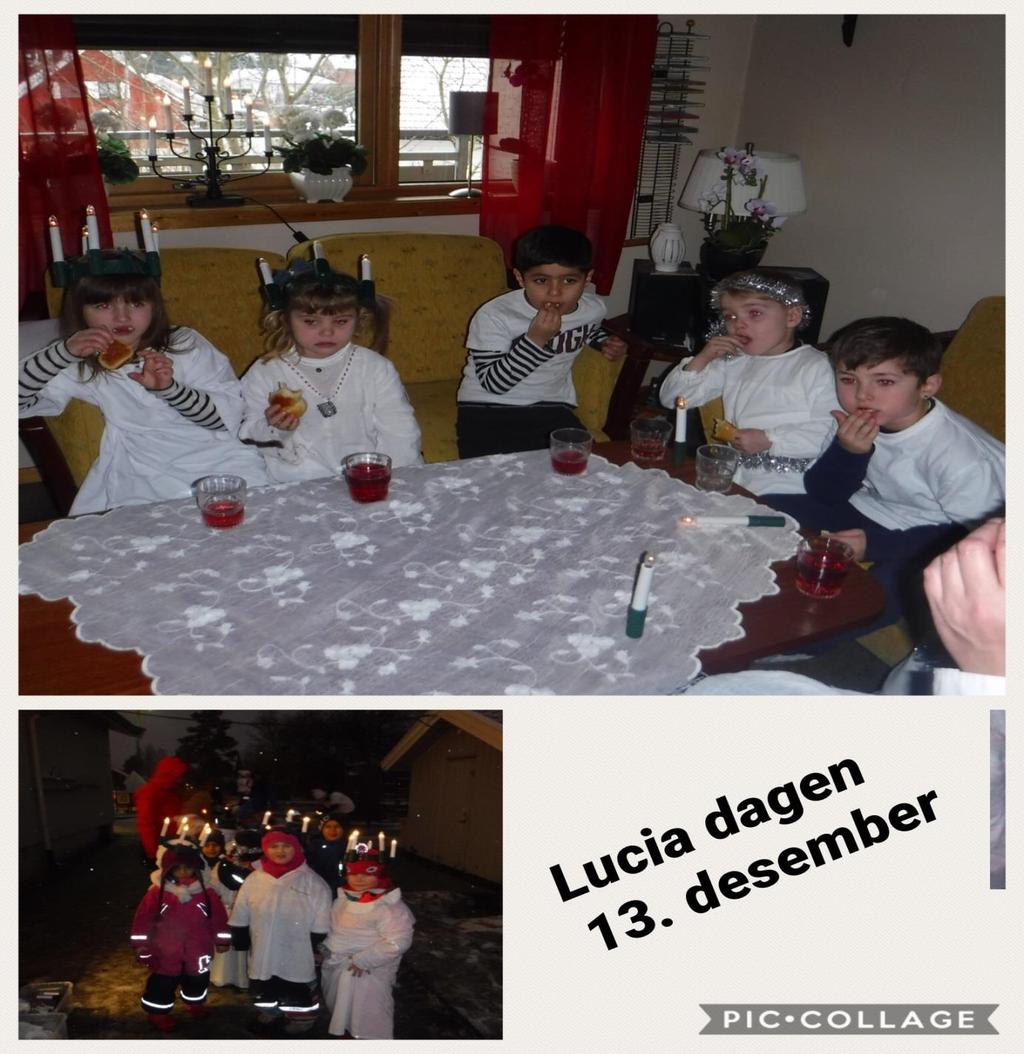 Lucia julemarked Skolestarterne, Anne og Ann-Iren besøkte Valaskjold bofellesskap og gikk i Lucia tog.