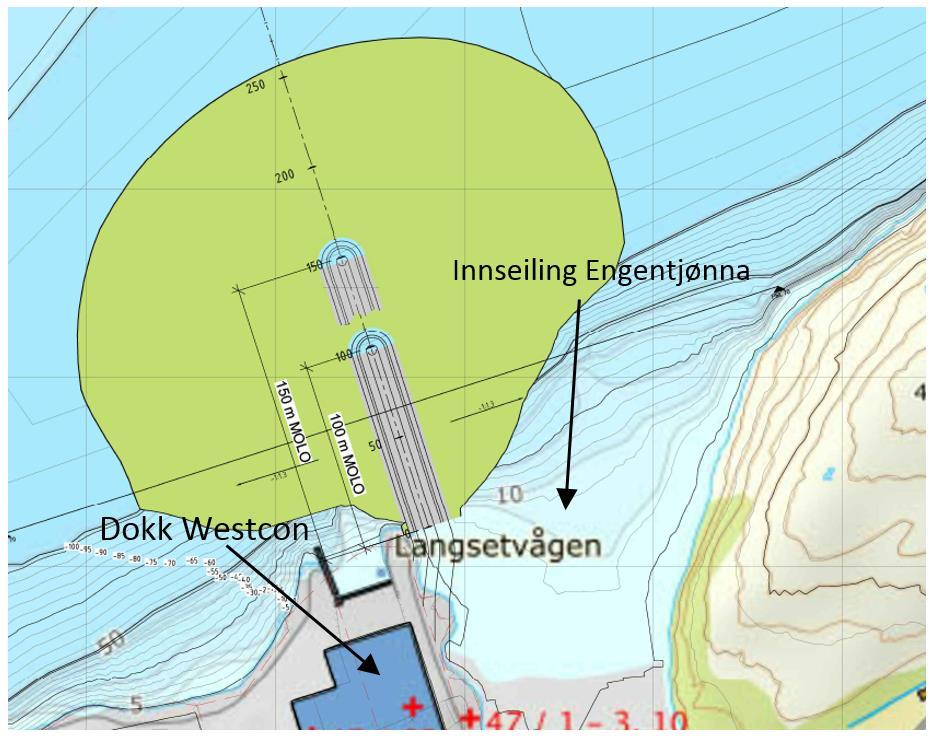 1 Bakgrunn I forbindelse med utvidelse av eksisterende industriområde ved Langsetvågen i Nesna kommune er det planlagt en molo. Moloen vil påvirke bølge- og strømforholdene i området.