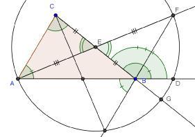 1.5.2 Ytre vinkel i trekant Setning 1.5.2. En ytre vinkel i en trekant er større enn de to indre vinklene som ikke er dens supplementvinkel. Bevis. Vi ser på trekanten ABC med den ytre vinkelen CBD.