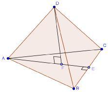 2.9.10 La A, B, C og D være fire punkter i rommet. uuur uuur uuur uuur uuur uuur a. Bevis at AB CD+ AC DB+ AD BC = 0 b. Vis at vi av formelen ovenfor kan utlede følgende to geometriske setninger: c.