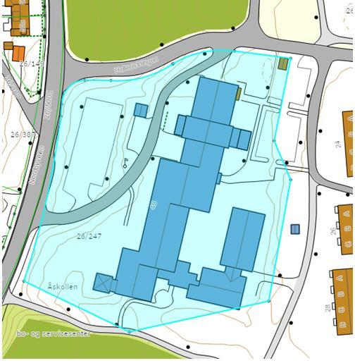 Åskollen Helse- og omsorgsdistrikt Dagens situasjon -adresse: Nordbyveien 49 (gnr. 26 bnr.