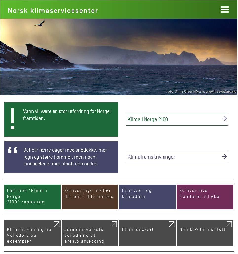 Norsk klimaservicesenter Nå med klimaprofil for alle fylker Ressurs for klimadata