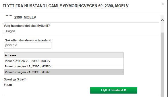 2.3.2 Flytt hele husstanden til ny adresse (ny husstand) I dette eksempelet skal hele Familien Andersson flytte til Pinnerudvegen 24.