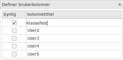 De egendefinerte kolonnene kommer man til ved å klikke på + ikonet som står ved siden av kolonneikonet. Et klikk på dette ikonet åpner en egen dialog.