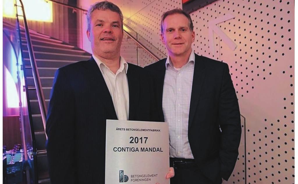 Årets betongelementfabrikk 2017 Contiga Mandal Fabrikksjef Tommy Svensson (t.