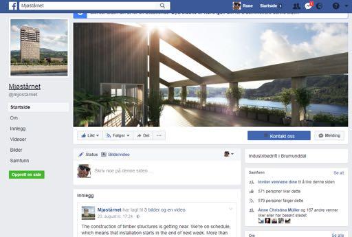 Follow the Mjøstårnet facebookpage