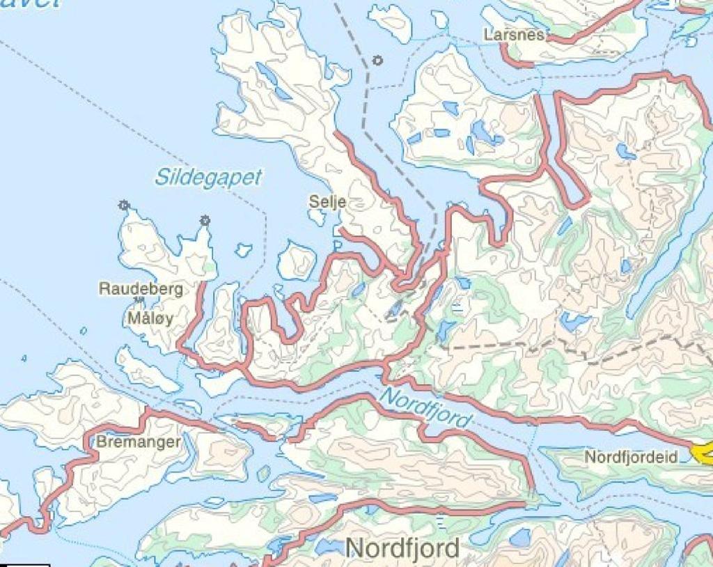 elvemusling ikkje vart påvist og gul sirkel at lokaliteten vart undersøkt, men at det ikkje let seg gjere å samle inn eit så mange fisk at ein med høg sannsynlegheit kunne seie noko sikkert.