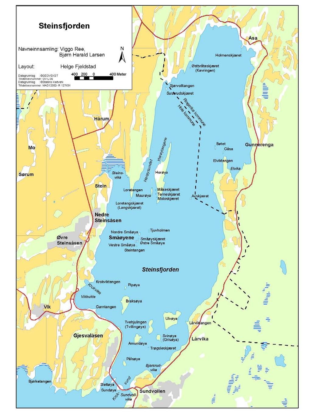 Figur 3c. Kart over Steinsfjorden.