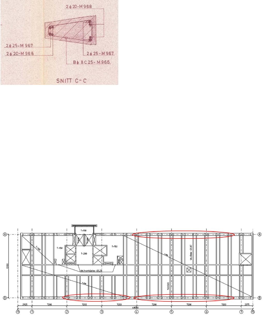 også kontrollregnet i tidligere rapport [2] hvor behovet for bjelkenes innspenning er bekreftet. Søylene er kun kontrollert for maksimal last (dvs 2. og 3. etasje). For 3.