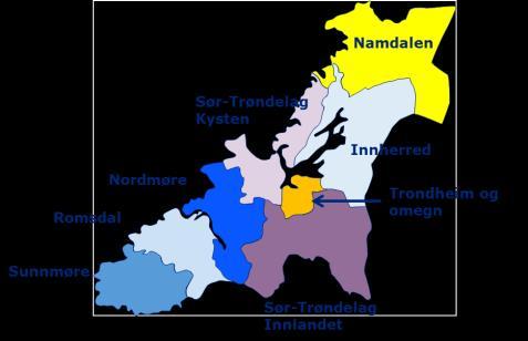 Trøndelag og Nordvestlandet (regionen) er her definert som Møre og Romsdal og Trøndelag med åtte økonomiske regioner for analyseformål Det som i konjunkturbarometeret benevnes som