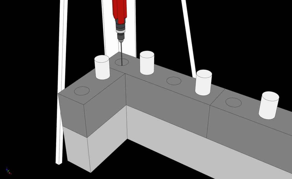 Bilde 8 Deretter settes hele låsepinner. Bilde 9 Setting av armering. Bruk slagbormaskin med 12mm betong bor.