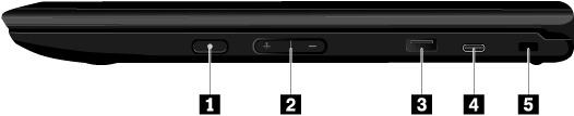 1 USB-C -kontakt 2 MicroSD-kortspor 3 Lydkontakt 1 USB-C-kontakt USB-C er en ny USB-standard som støtter strøm, dataoverføring og videoutgang samtidig.