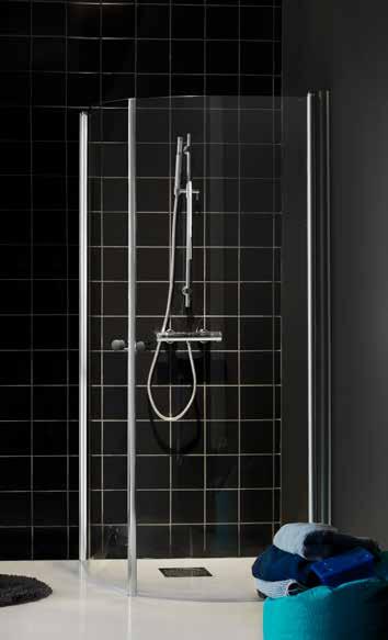 For å spare plass kan dørene svinges innover når dusjen ikke er i bruk. Finnes i mange forskjellige størrelser. Les mer på hafabad.no Klarglass (5.770,-) Pris 3.