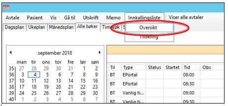 Innkallingslisten er et mellomlager for pasienter som skal innkalles, men ikke har fått noen time ennå.