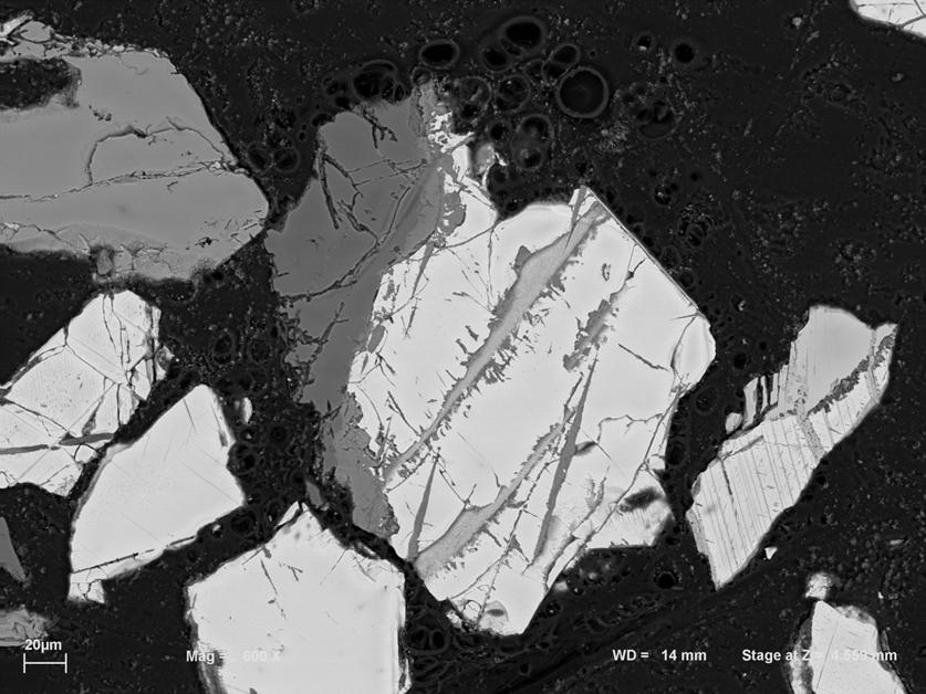 Sannsynlig CO 2 -omvandling Silikatmineral (pyroksen) Magnetitt Figur 2: SEM-bilder (bse) av magnetittkonsentrat etter CO 2 -leaching.