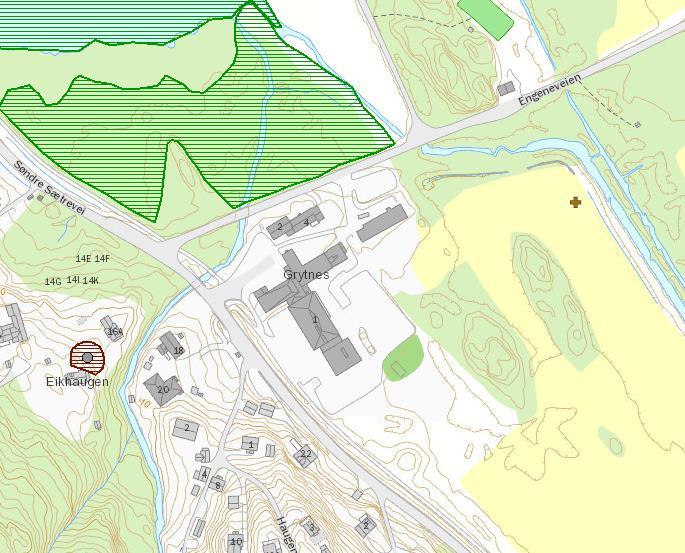 2.8 Miljøtema: Jord- og skogbruksressurser Utsnitt - gårdskart (NIBIO) Området ligger i et jordbrukslandskap og er i hovedsak fulldyrket med unntak av deler av området i nord.