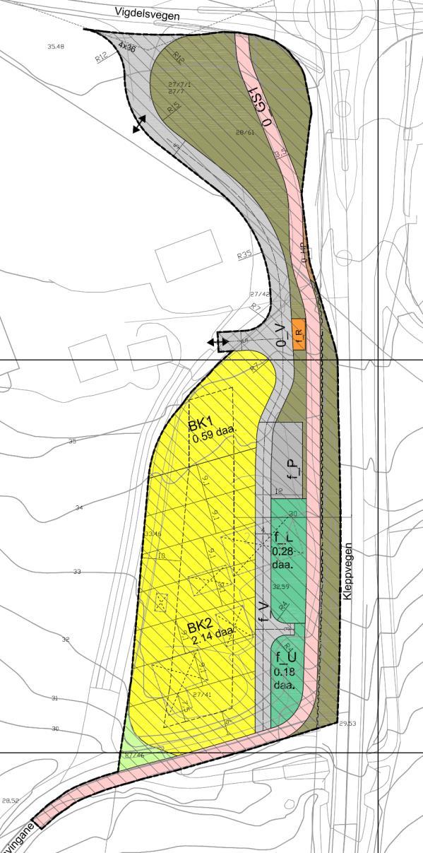 1 INNLEDNING Det er planlagt 11 boliger i gnr/bnr 27/41 på Tjelta i Sola kommune. Se reguleringsplankart nedenfor.