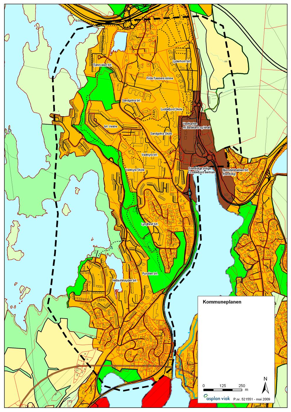 Tomtesøk for fjernvarmeanlegg i Loddefjord 6 Kommuneplanens arealdel viser at det går et grøntdrag gjennom området, fra Storavatnet, til Bjørndalspollen.