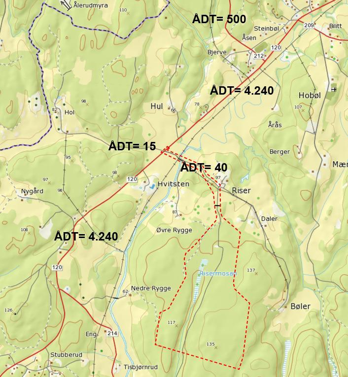 1. Dagens situasjon 1.1. Trafikkmengder Kart med dagens trafikk hentet fra nettsiden vegkart.no 1 er vist i figur 2.