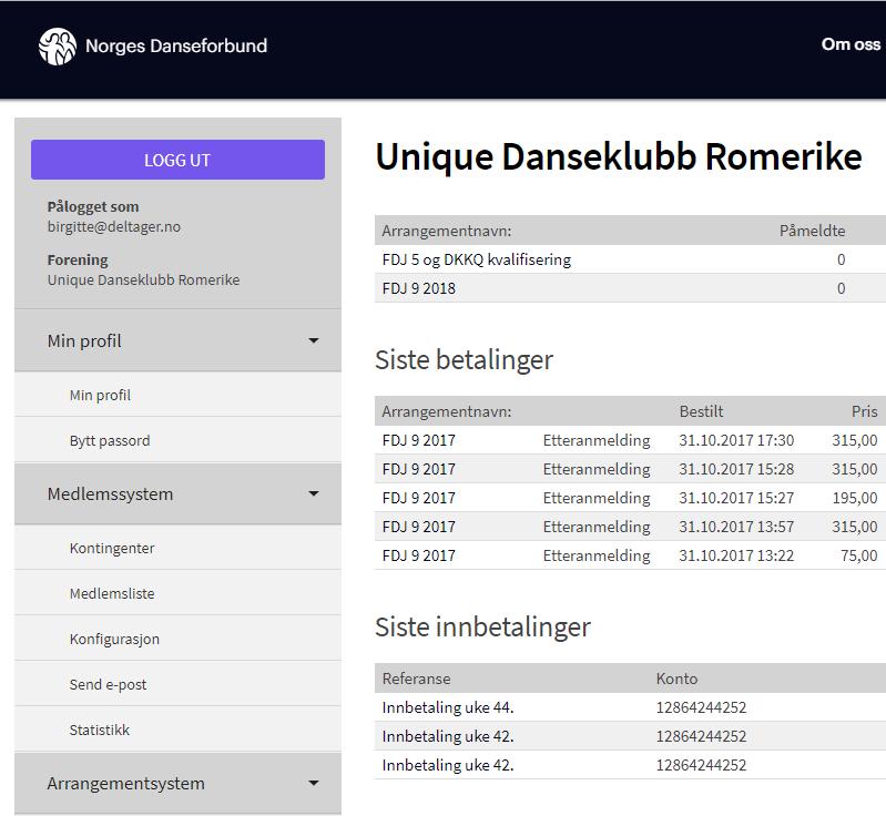 Introduksjon Hovedfunksjonaliteten til systemet er håndtering av medlemskap inkl. innmelding, oppdatering av informasjon og NIF-synkronisering.