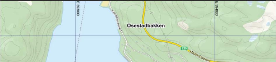 Planens avgrensning og eksisterende forhold Planområdet ligger i vestre del av Lindesnes kommune, på sydsiden av E-39 og like øst for Lenefjorden.