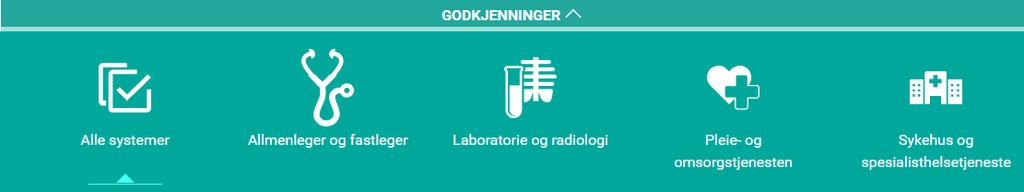 5 GODKJENNINGER 5.1 OVERSIKT OVER GODKJENNINGER Den offentlige siden https://samsvar.nhn.no viser EPJ systemer med siste godkjenning innenfor siste 2 årsperiode.