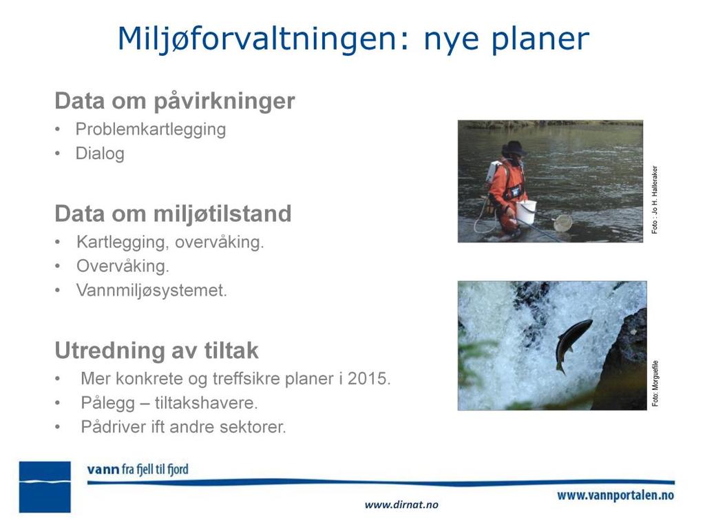 Data om påvirkninger Problemkartlegging. Dialog med sektorer som påvirker. Vann-Nett. Data om miljøtilstand Kartlegging. Overvåking. Vannmiljøsystemet.