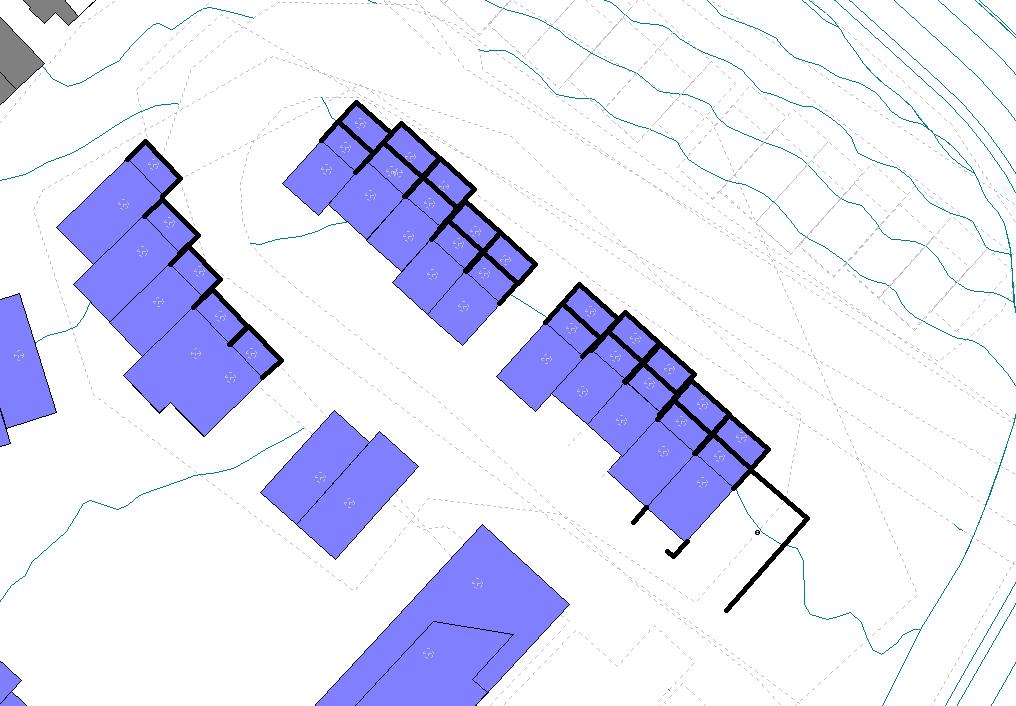 3 meter Opp til takkant Figur 3-3: Oversikt over skjermingstiltak med høyder. Skjermer og rekkverk angitt med svart strek. Alle skjermer på bakkeplan i 3m høyde.