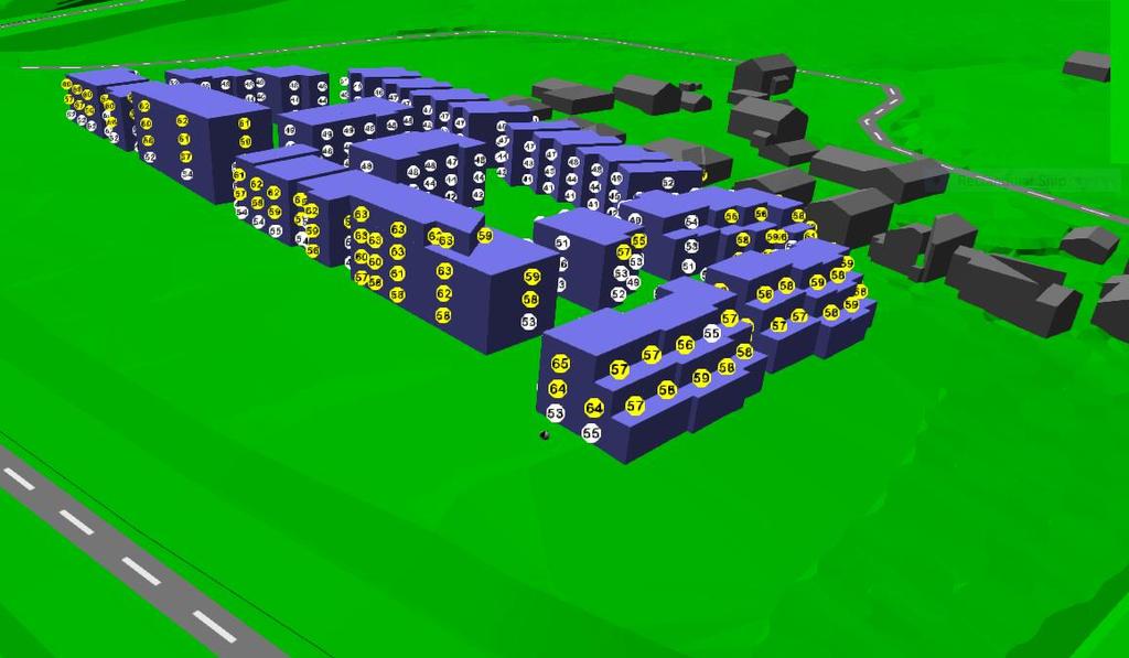 Figur 4-5: Fasadenivåer oppover etasjene, sett fra nordøst.